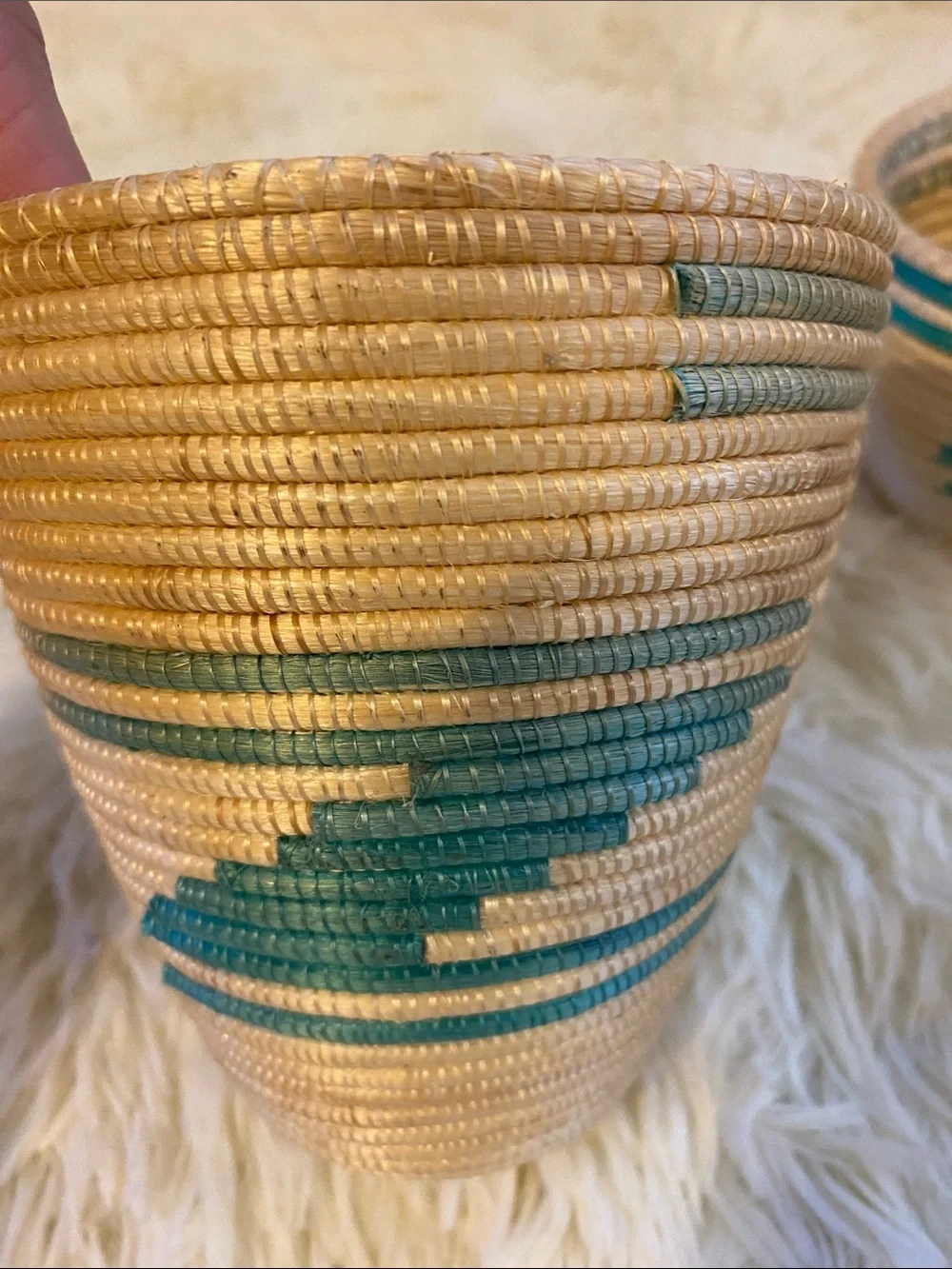 Set of (5) Round Vintage Woven Coil Nesting baskets